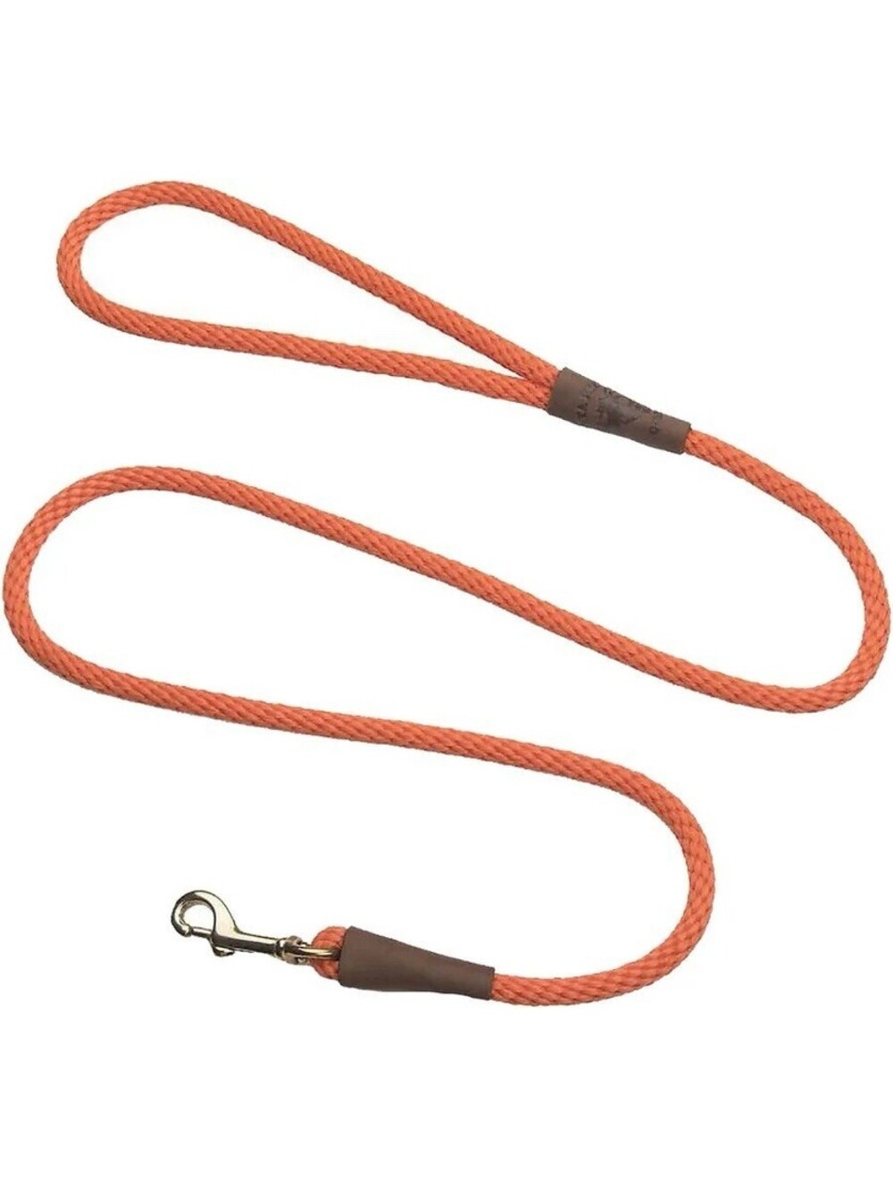 (RGB1) Mendota Pet Snap Leash 3/8in x 6ft British-Style Rope Dog Leash Orange
